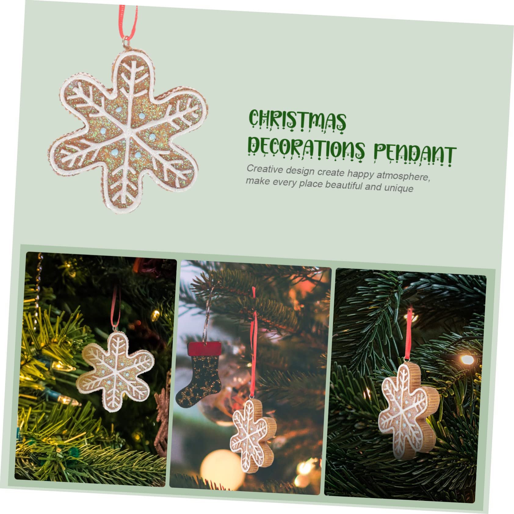 PRETYZOOM Lustige Winterdeko 4 Stück Weihnachtsbaumschmuck Hängende Schneeflocken Weihnachtsdekorationen Hängende Ornamente Hausdekorationen Für Zuhause Weihnachtsfeier Dekoration Hellbraunes Harz
