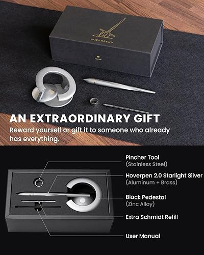 Miniatura 5 de Novium Hoverpen 2.0 Bolígrafo de lujo futurista, bolígrafo profesional, estética única, impresionante bolígrafo ejecutivo con suspensión libre para