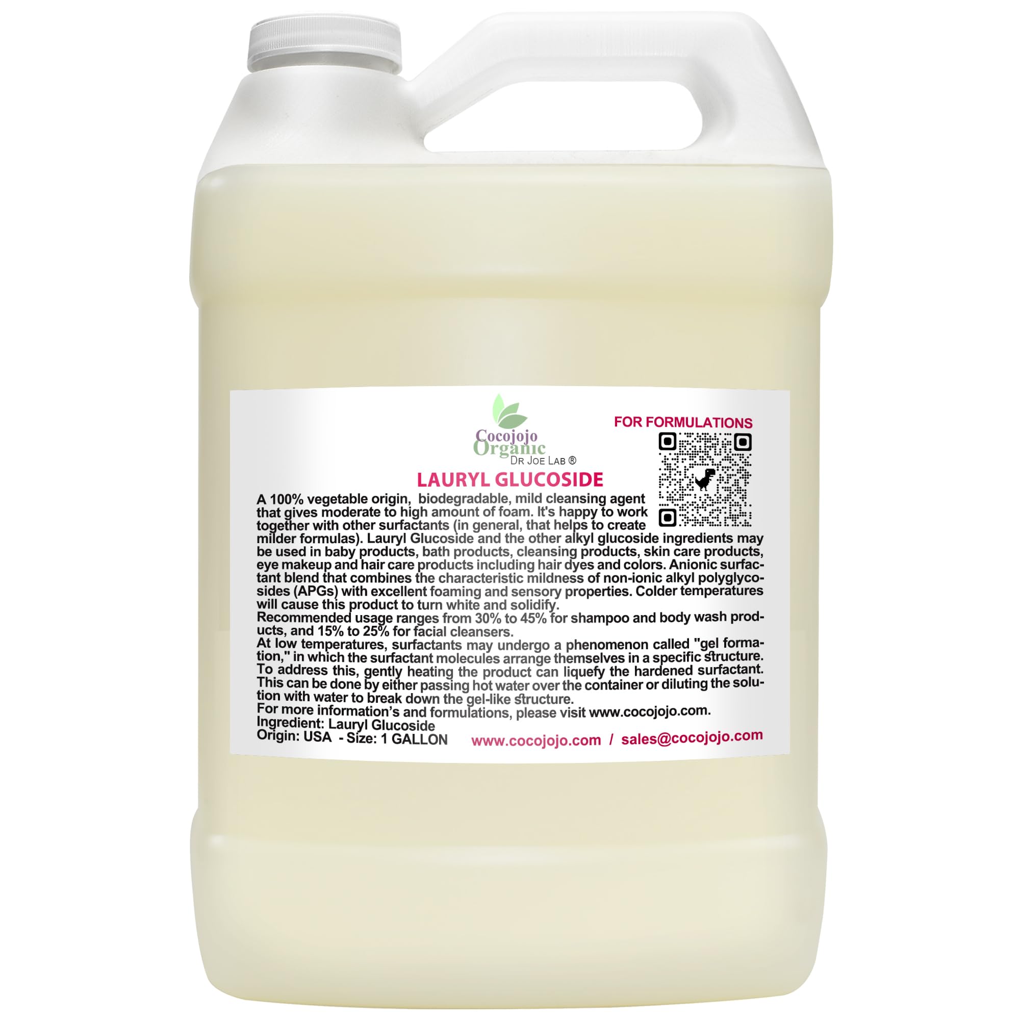 Dr Joe Lab Lauryl Glucoside Natural Surfactant - Surfactants for Soap Making, Lauryl Glucoside, DIY Shower Gel, Skin Care, Body and Face Wash, Plant