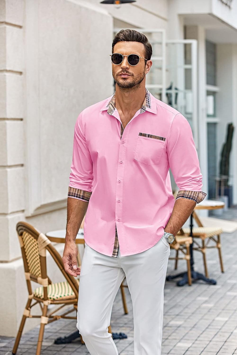 COOFANDY Men's Long Sleeve Dress Shirt Plaid Collar Casual Button Down Shirts - Image 2