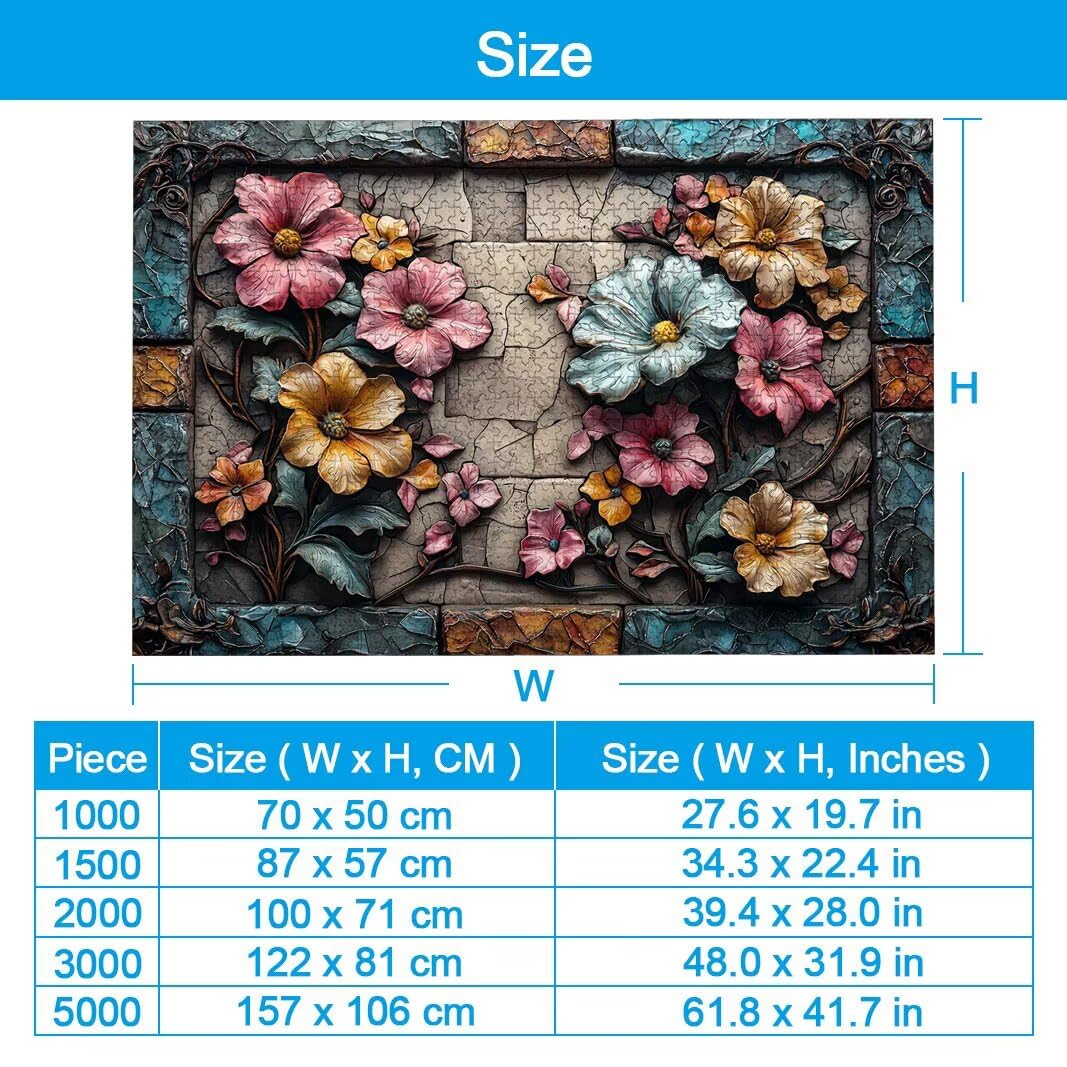 Puzzle 1000 Piezas, Puzzle Flor de Madera para Adultos, Regalos -2518