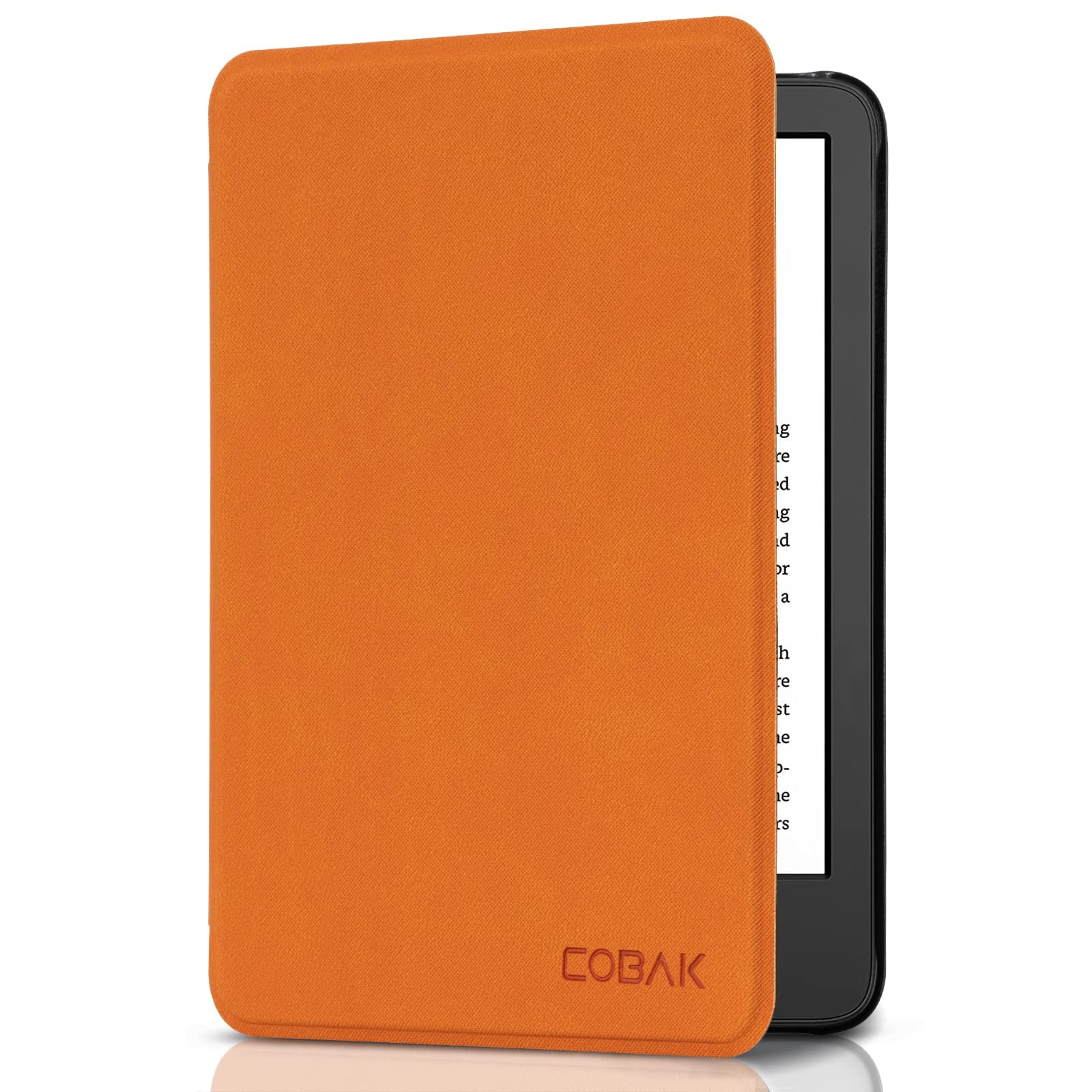 CoBak Case for All New 6 Inch E-Reader 2024 and 2022 (11 Generation) - PU Leather Smart Cover, Auto Sleep and Wake,Fabric Orange