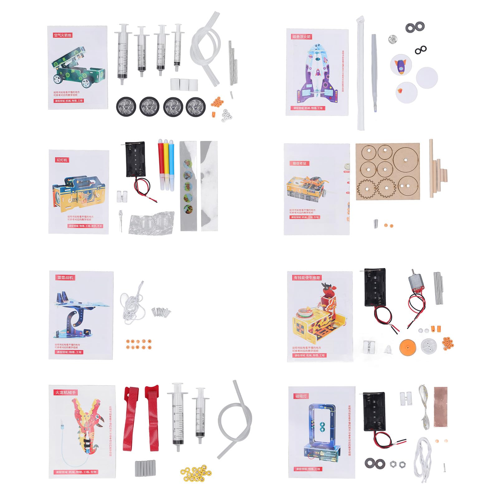 Kit STEAM Giocattolo da Costruzione Educativo Progetti Fai da Te per Bambini 8 unità Affidabile Materiale in Legno EVA