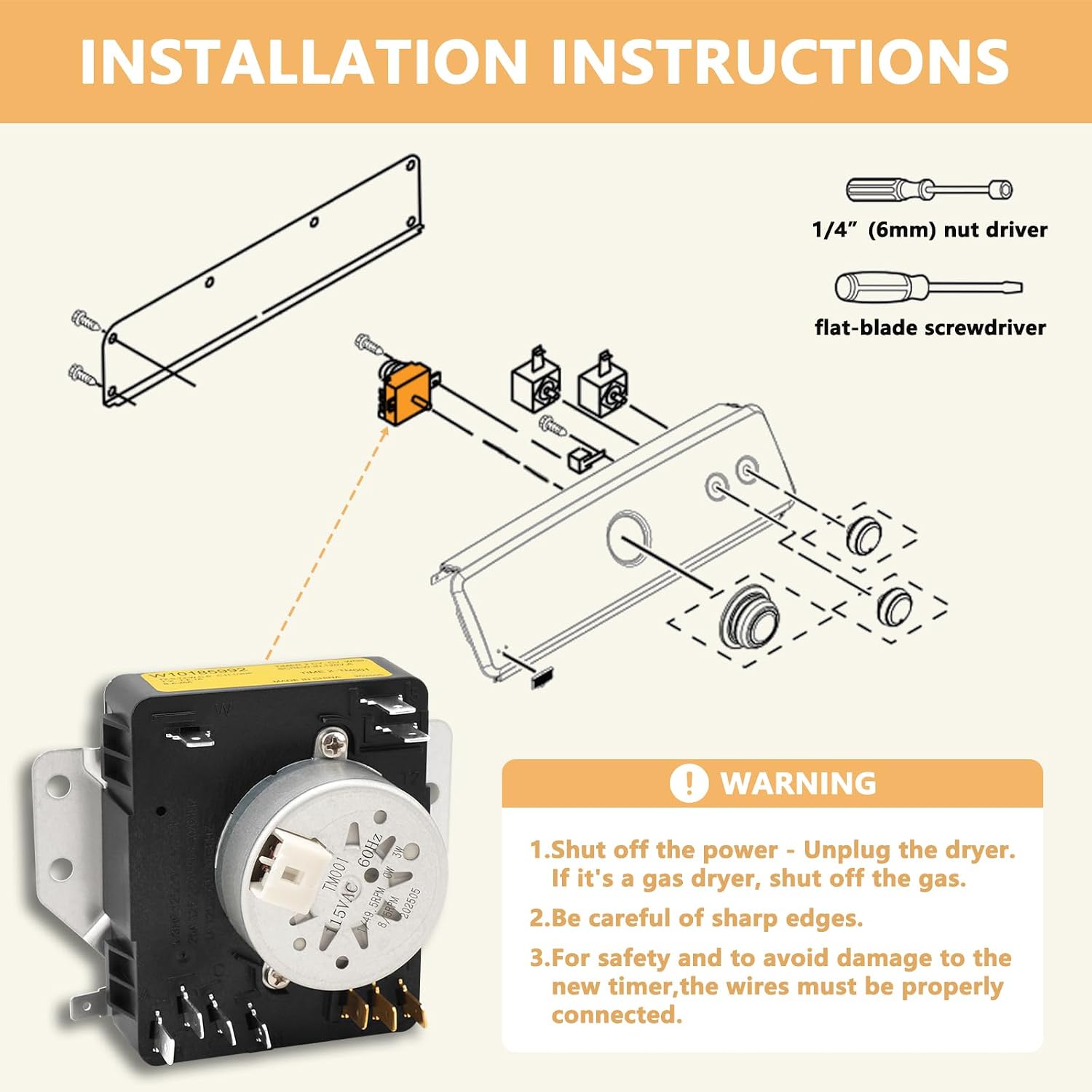 W10185992 Dryer Timer,Boeeda Dryer Timer Replacement 418-095-20-b5 Compatible with maytag MEDC465HW0, MGDC465HW0, Etc,whirlpool WGD5000DW2, WGD5000DW3, WED5000DW1, WED4915EW1,Crosley, Dryer etc