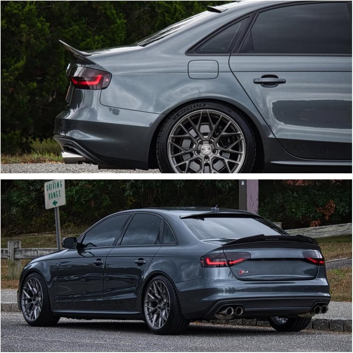 Rear Spoiler Compatible with 2013-2016 Audi A4 B8.5, Glossy Black PSM Style Trunk Exterior High Kick Tail Deck Lid Wing Lip Splitter Fit for 2013 2014 2015 2016