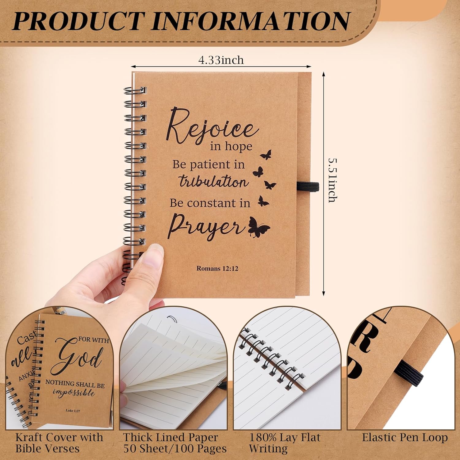 NEOACT 150 Pcs/50 Set Christian Gifts Bulk,Spiral Notebook with Bible Ballpoint Pen and Christian Bookmark,Prayer Journal Christmas Gifts for Staffs Coworkers Teachers Church Members & Pastor - Image 3