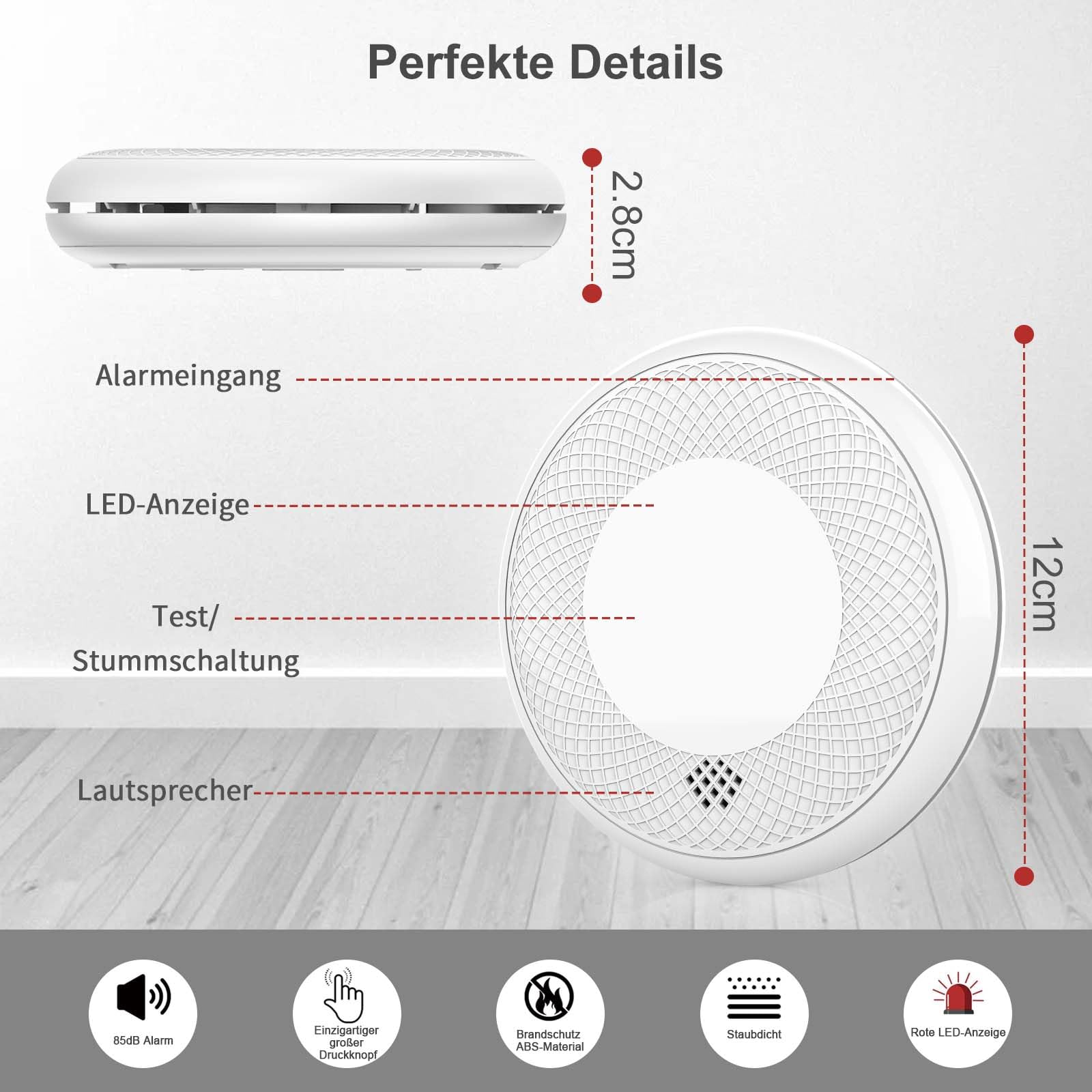RUNIDUR Détecteur de Fumée et de CO Combiné WLAN,Wi-FI Détecteur de Fumée Combiné Intelligent et Détecteur de Monoxyde de Carbone, Capteur Précis avec Batterie de 10 Ans, 6 Pièce