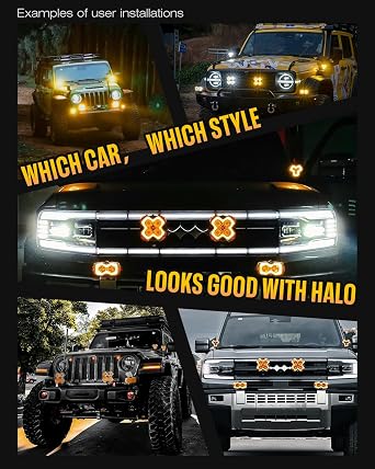 NOVSIGHT Halo Series 6 Inch Offroad LED Pods Spot Beam, 2-Pack | Amber/White DRL, 120W Dual Color Auxiliary Spot Lights with Covers, for Truck Jeep Pickup Ford UTV ATV