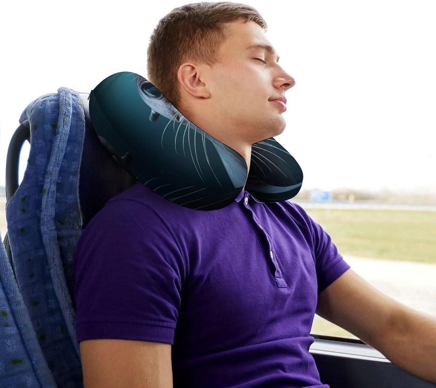 Cute Sea Lion U Shaped Neck Pillow Portable Travel Airplane Headrest Pillow Lightweight Support Pillow Cushion