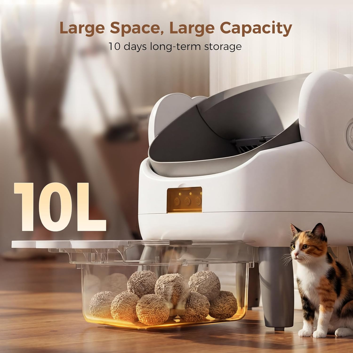 Automatic Litter Box Self Cleaning, Automatic Cat Litter Box for Multiple Cats with App Control, Open Top Self Cleaning Litter Box - Safety Protection, Easy Setup, Gray
