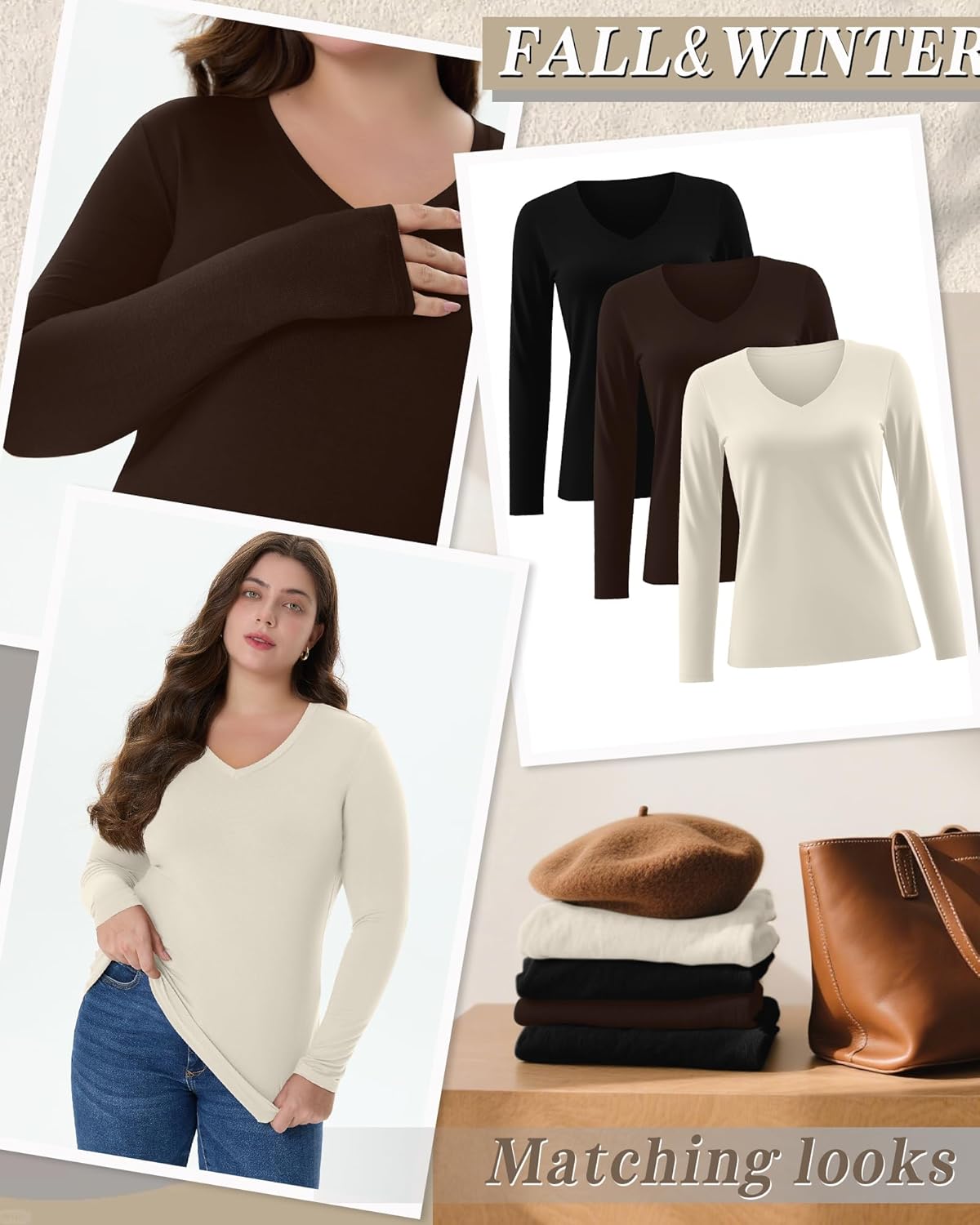 3 Pack Women's Plus Size T-Shirts Long Sleeve V Neck Slim Fitted Tunic Tops Casual Stretchy Basic Tee Shirt Xl-5XL - Image 5