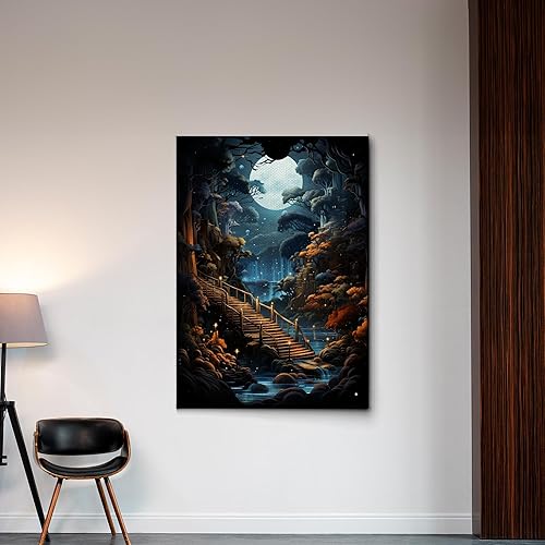 Miniatura 3 de Magical Library The Gate Way to Mythical Knowledge Canvas Art Print, Enchanted Library Vintage Poster Print, Nature Wall Art, Print