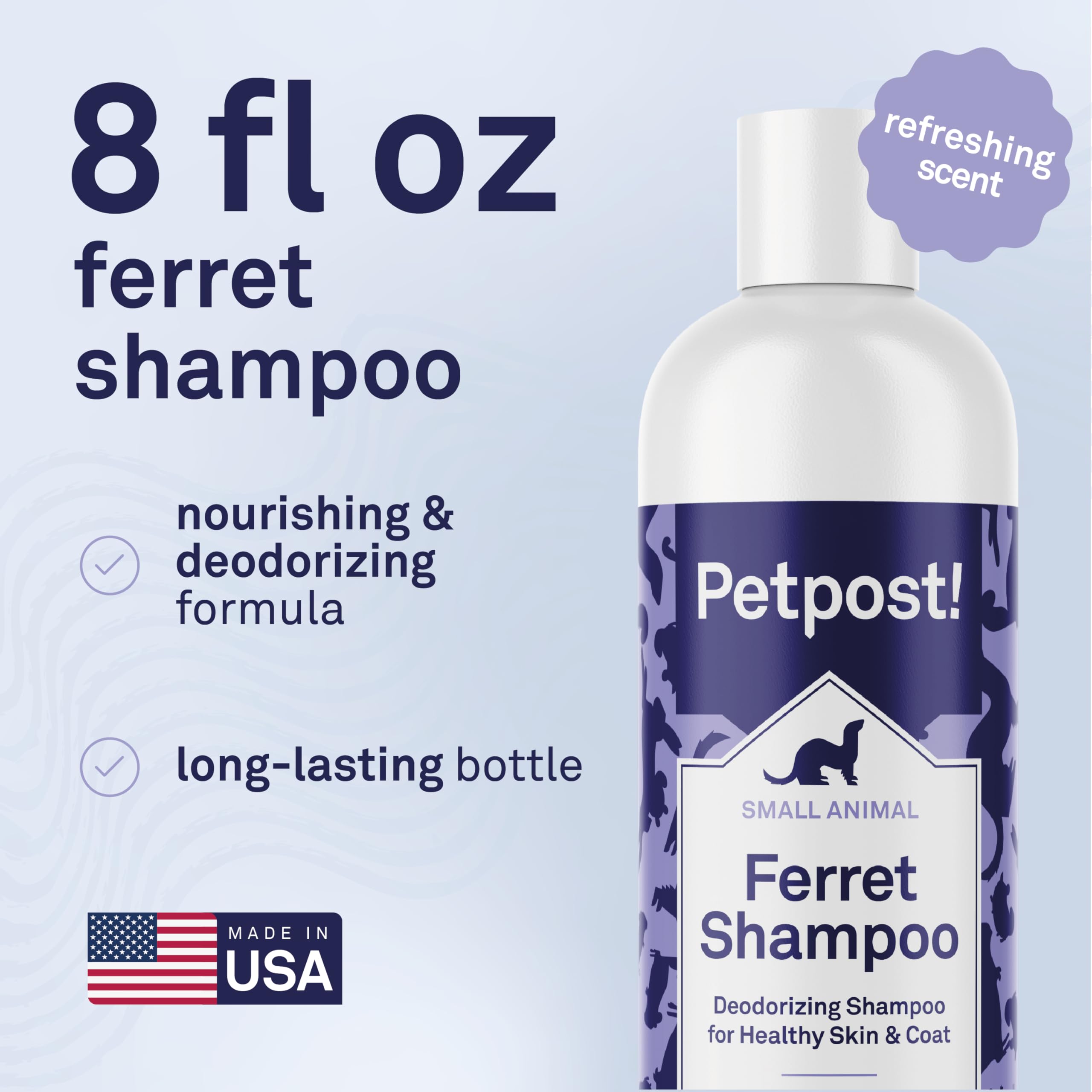 Petpost | Shampoing pour furets - Shampoing désodorisant naturellement Efficace pour furets et Petits Animaux - Formule conçue pour Une Peau et Un Pelage en Bonne santé