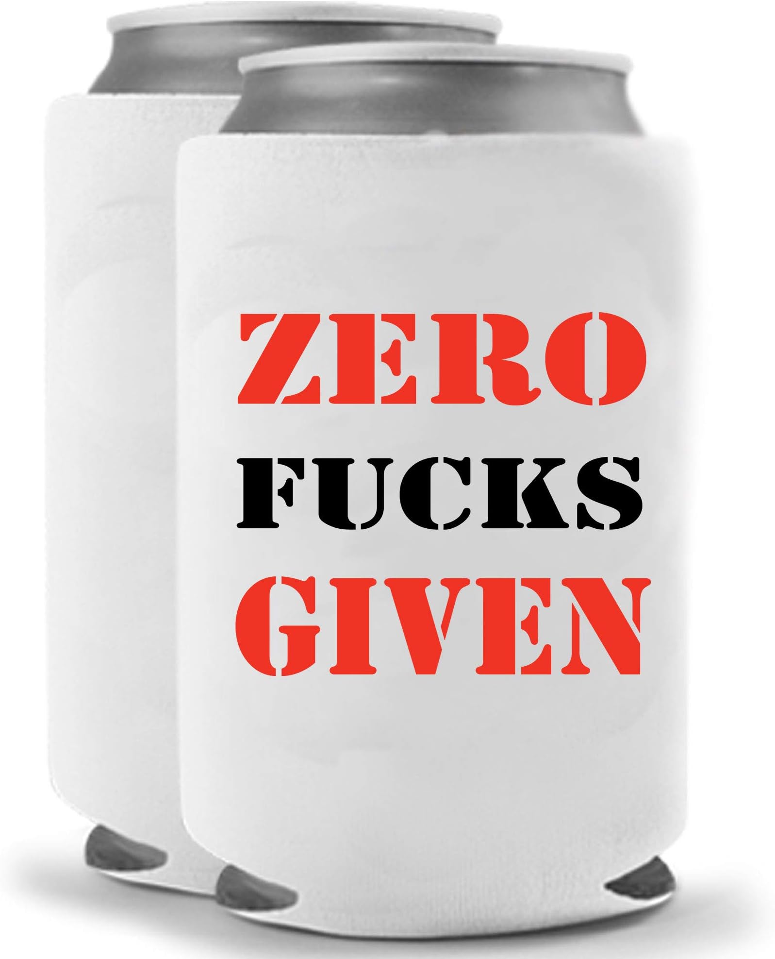 Zero Freaks Given | Funny Novelty Can Cooler Coolie Huggie - Set of two (2) | Beer Beverage Holder - Beer Gifts Home - Quality Neoprene No Fade Can Cooler