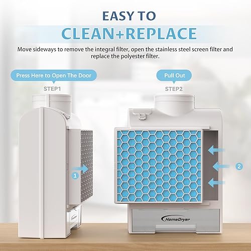 Miniatura 8 de Kit de ventilación de secadora interior 3 en 1, caja de ventilación de secadora con filtro de pantalla de acero inoxidable, sistema de cajón de agua