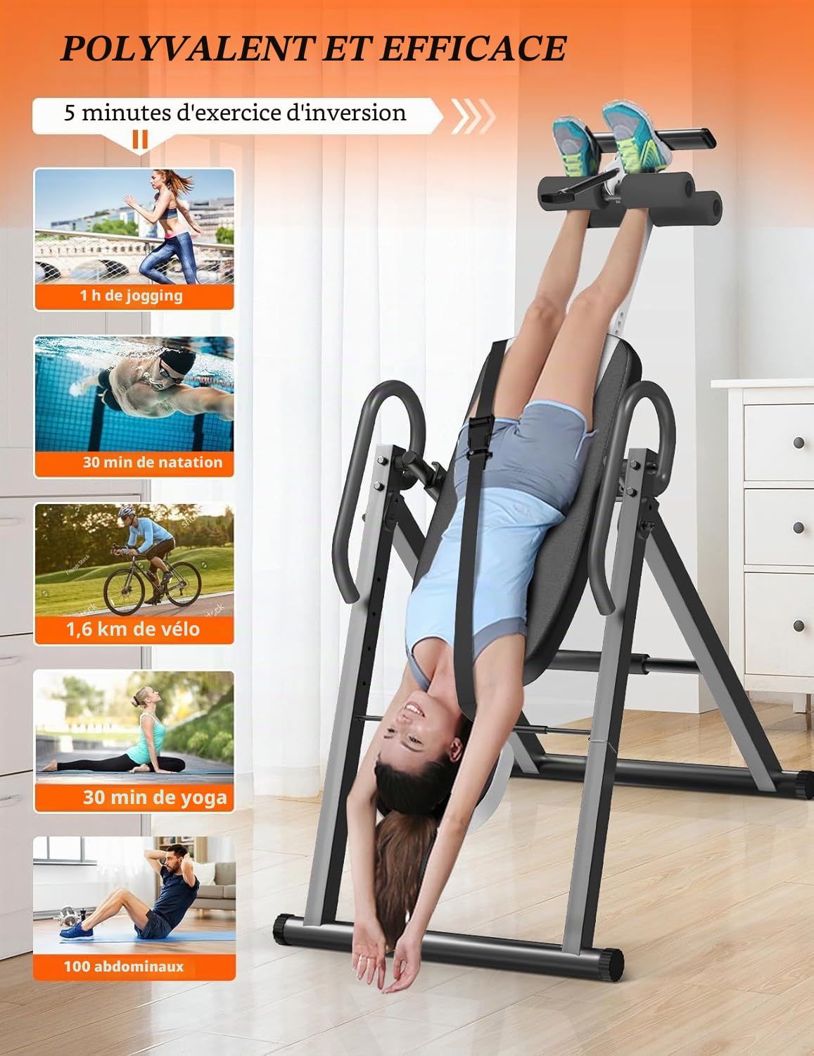 YOLEO Gravity Table d'inversion Robuste avec appuie-tête réglable et Ceinture de Protection pour soulager la Douleur