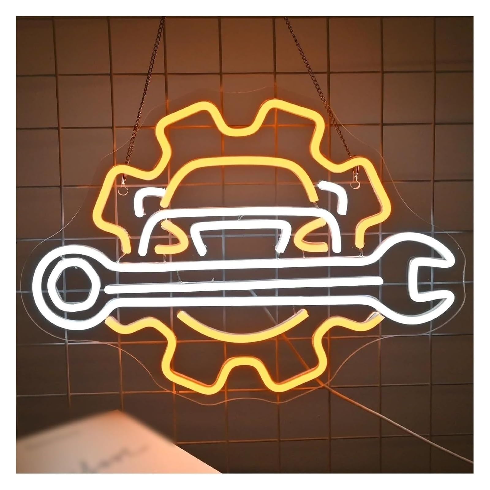 insegna luminosa al neon Lampada al neon rilassante per officina meccanica, decorazione murale(A)