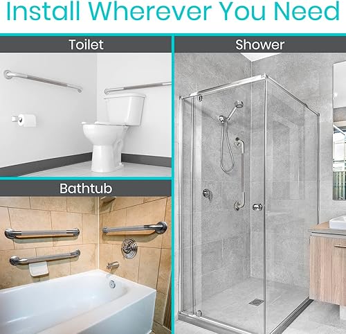Miniatura 6 de Vive Barra de agarre para bañeras y duchas (texturizada)  Barandilla de seguridad para baño para personas mayores para personas mayores  Asa de