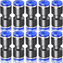 Pack of 10 Blue 8 mm AD Straight Connections, Push to Connect Fittings Pipe Connection Push Fit Quick Connector Lock (PU-8)