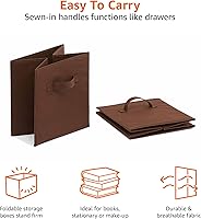 Vista 68 de Yaxa Basics, Organizadores de almacenamiento en forma de cubo con asas, tela plegable, paquete de 6, 26,6 x 26,6 x 27,9 cm, azul marino