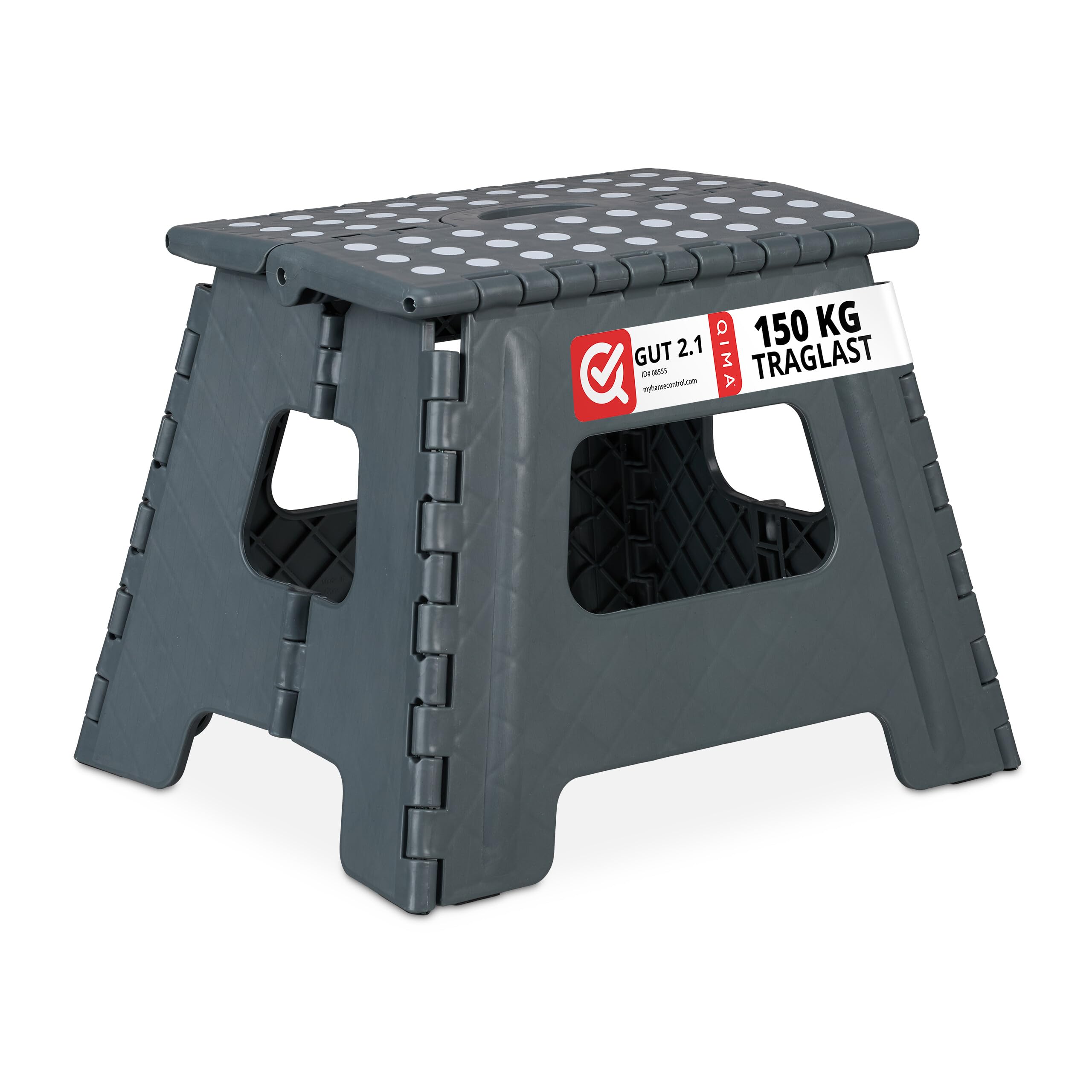 Sgabello Pieghevole Baroni Home - Portata 130 Kg, Leggero, Antiscivolo, Per Cucina, Bagno, Giardino, Bianco