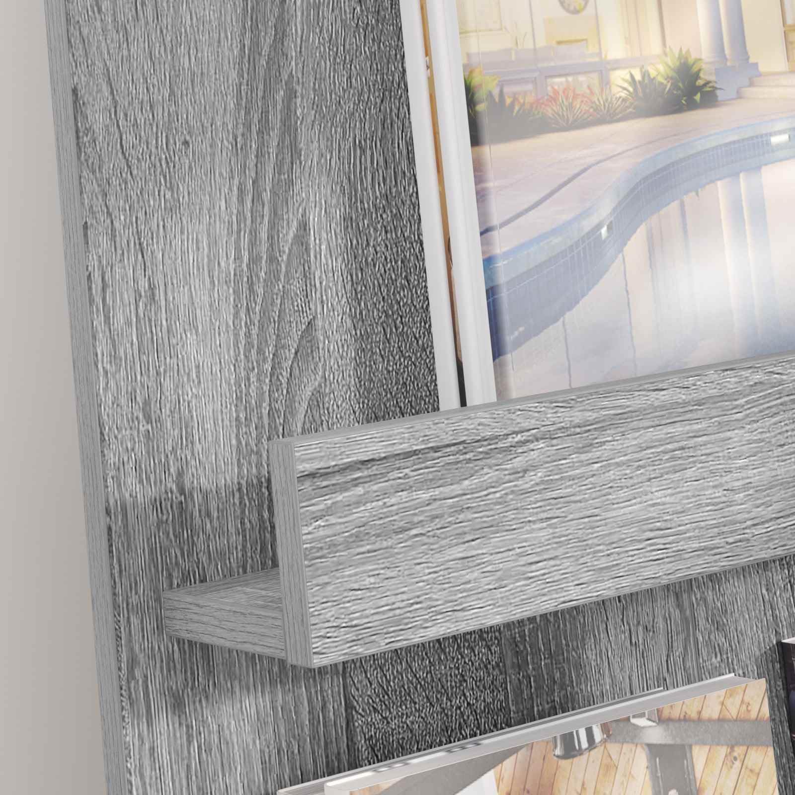Portariviste in legno grigio, 51 x 11 x 102 cm, design moderno, libreria rettangolare sottile per soggiorno e ufficio, facile da pulire