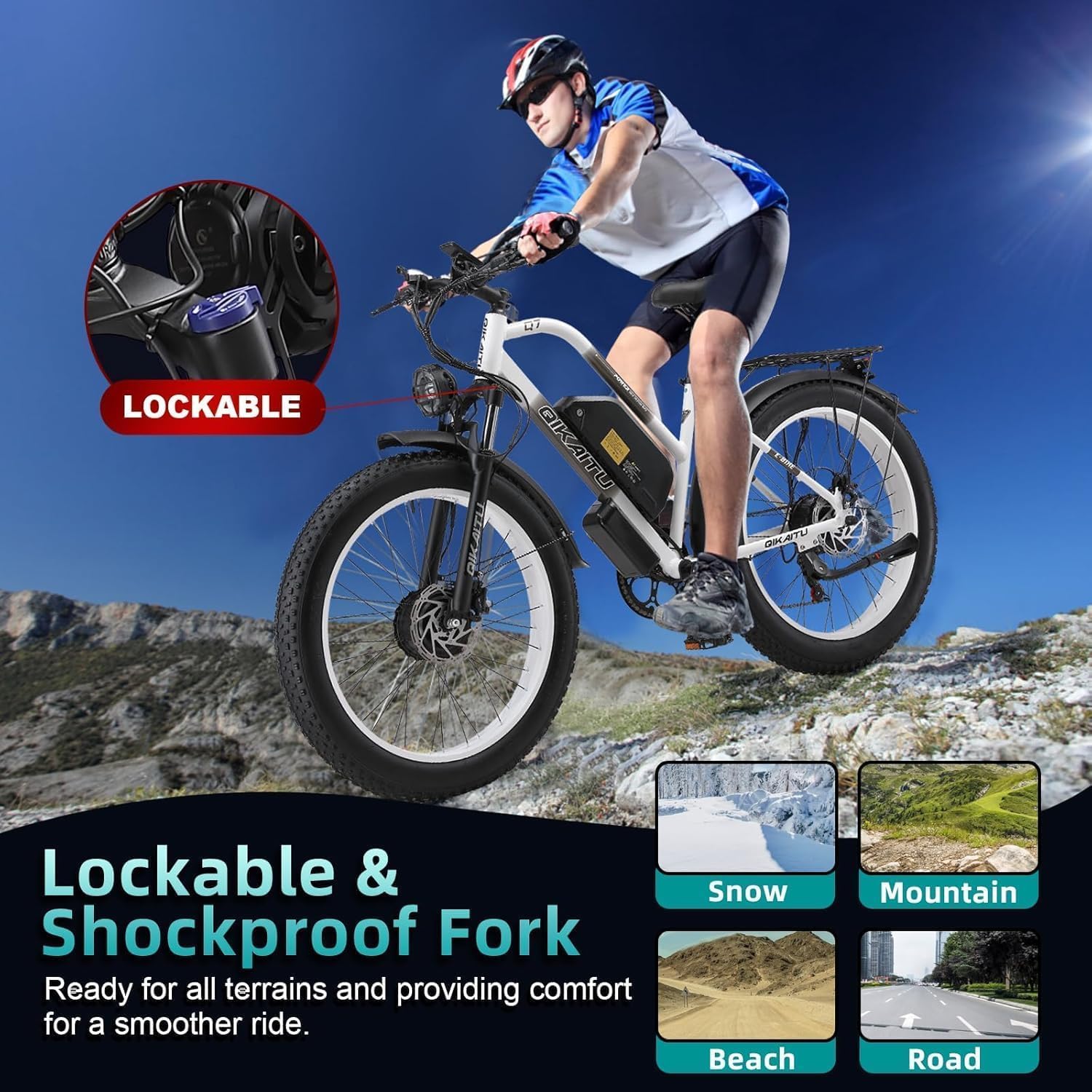 Q7 Peak 3000W Dual Motor Electric Bike - 60-Mile 48V 23Ah UL Certified eBike, 31MPH Fat Tire eBicycle with 5 Riding Modes, Hydraulic Brakes & LCD Display for Mountain/Snow/City