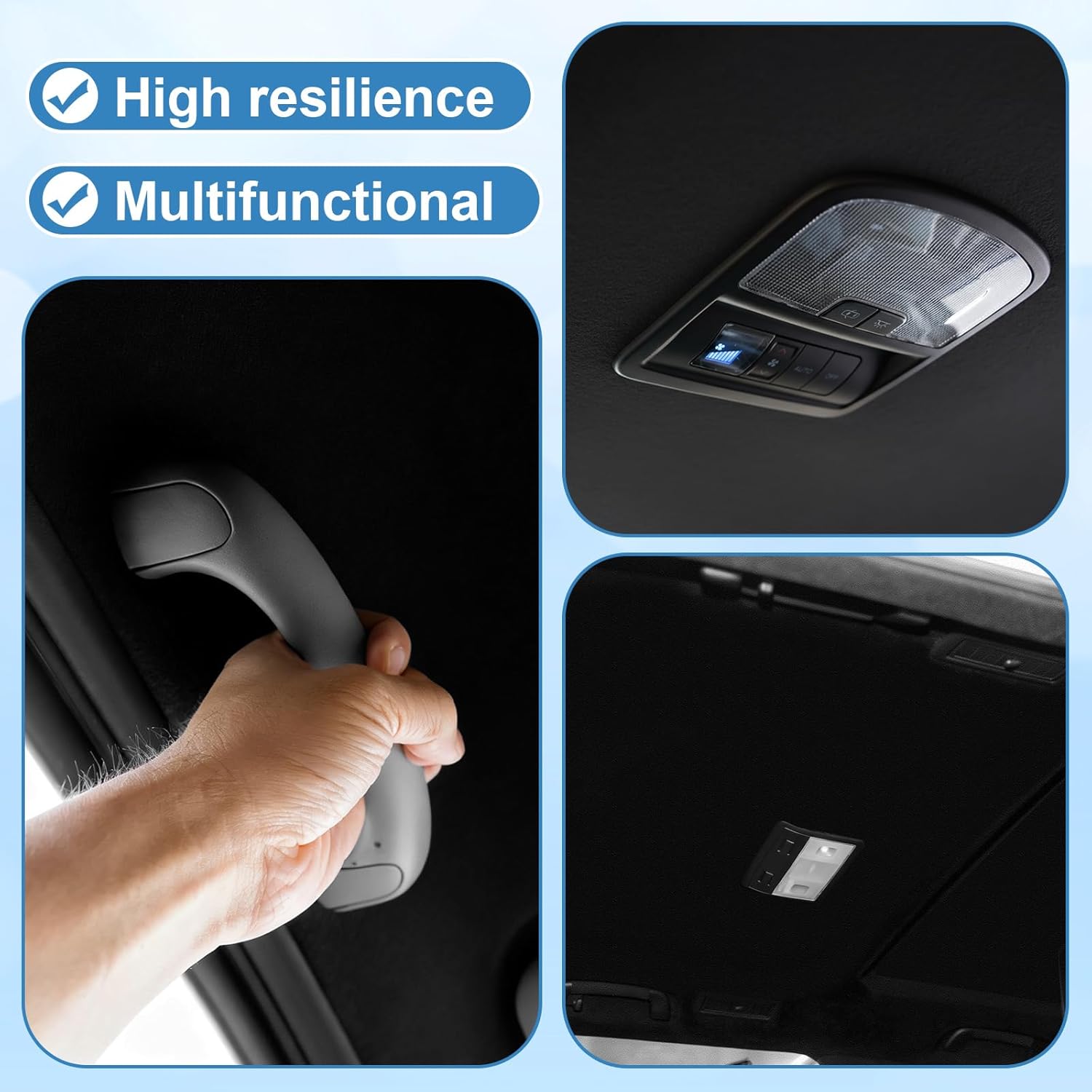 Black Suede Headliner Fabric 125" L x 60" W with Foam Backing, with Seam Roller Tool, Auto Roof Liner Replacement Material for Car/Truck/SUV/RV