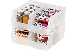 IRIS USA Small Stackable Storage Bins, Open Front