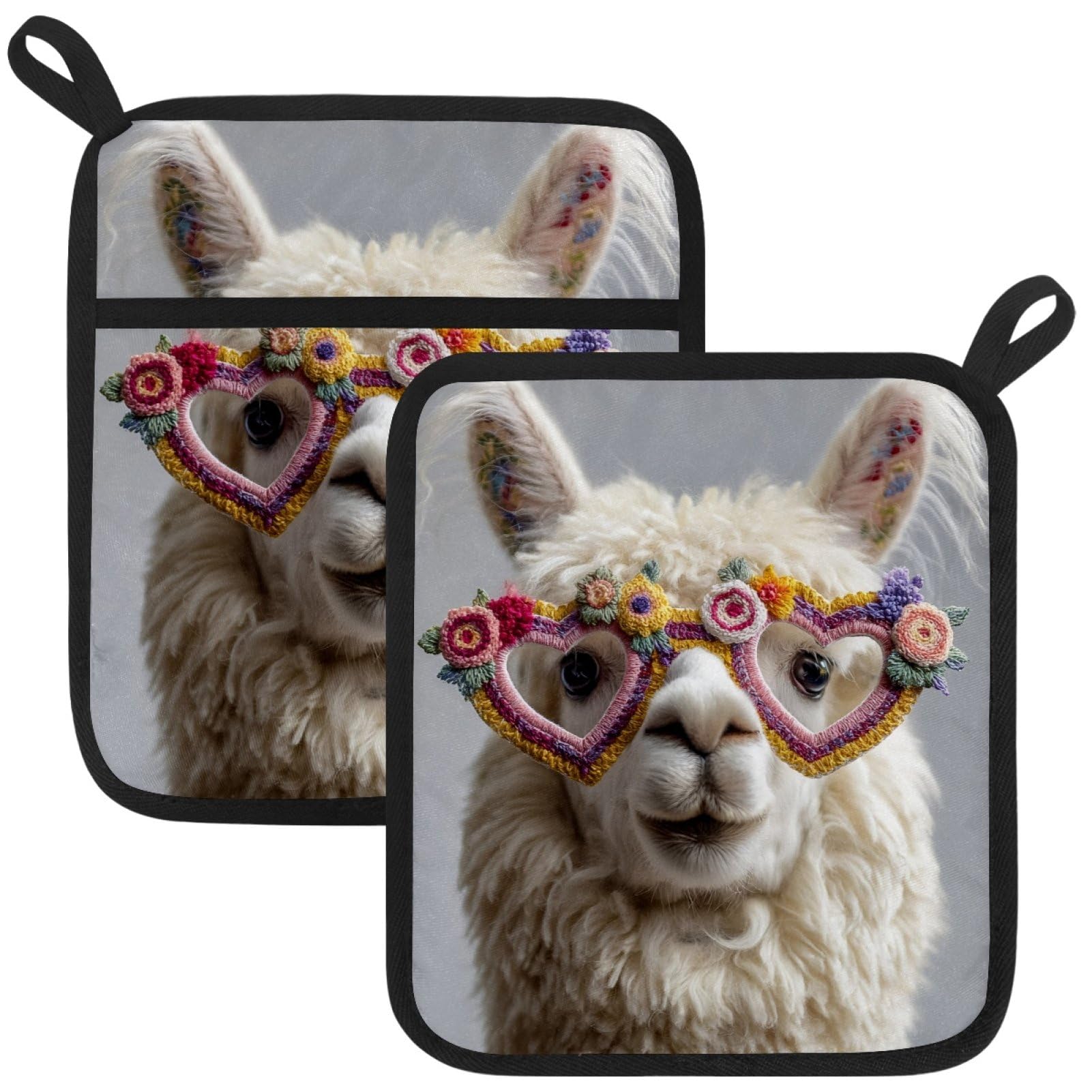 VAPOKF Alpaca Heat Resistant Pot Holders, Thick Pot Holders Pad with Hanging Loop for Kitchen, Oven Cloth Pads for Kitchen Baking Microwave Oven