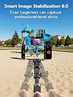 Vista 6 de AOCHUAN Gimbal estabilizador para iPhone, 4 en 1 teléfono cardán con rotación de 360° para iPhone/Andriod Sefie Stick trípode con seguimiento