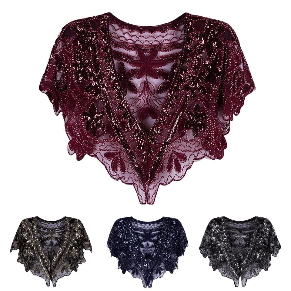 Specell 1920s Shawls Wraps Wedding Shawl Bridal Wrap Sequin Beaded Handmade Shawl For Evening Dresses Wedding Balls Party Etc3