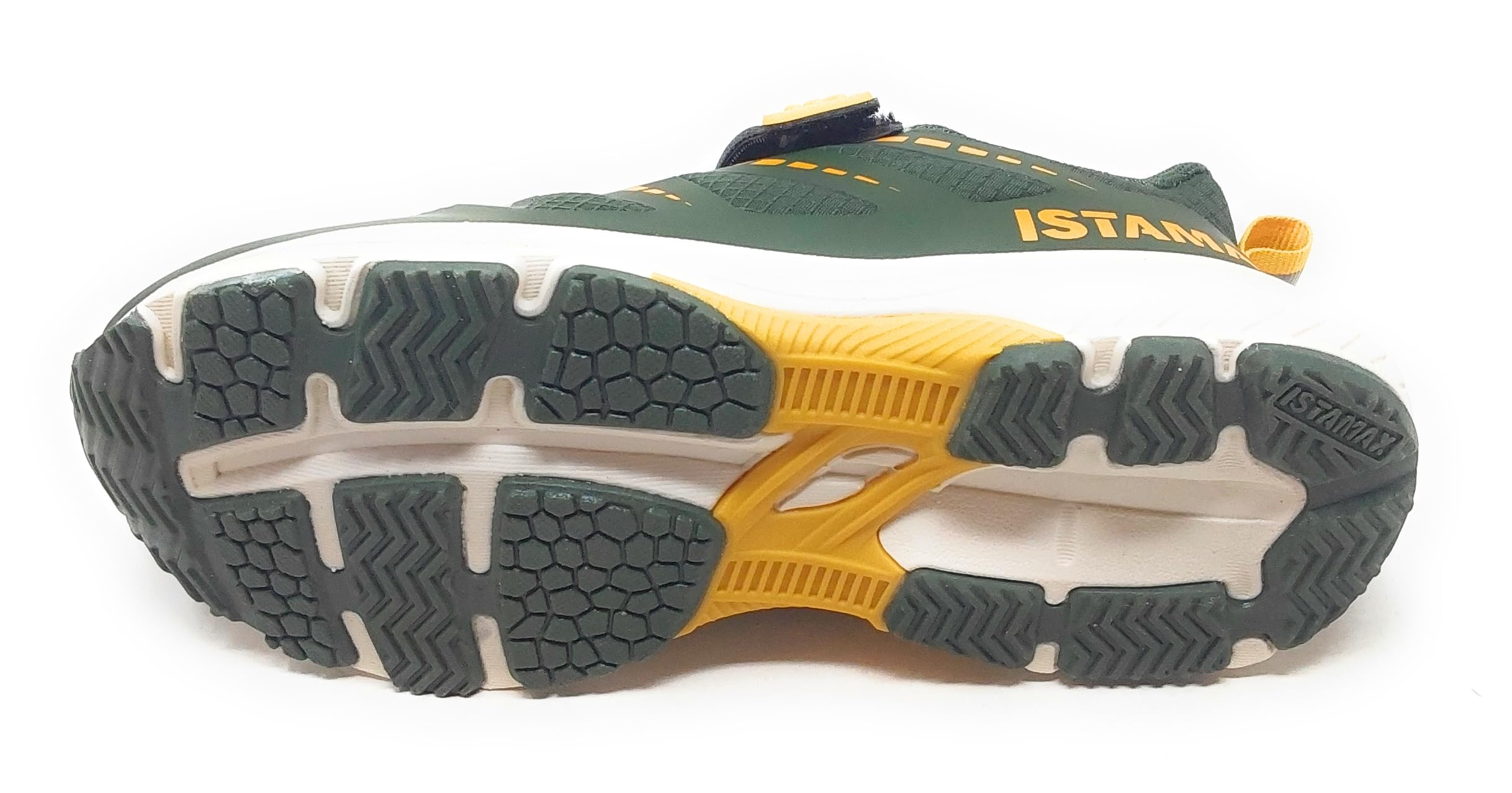 Sportschuh Modell IMAA3805 grün gelb mit elastischen Schnürsenkeln und Klettverschluss