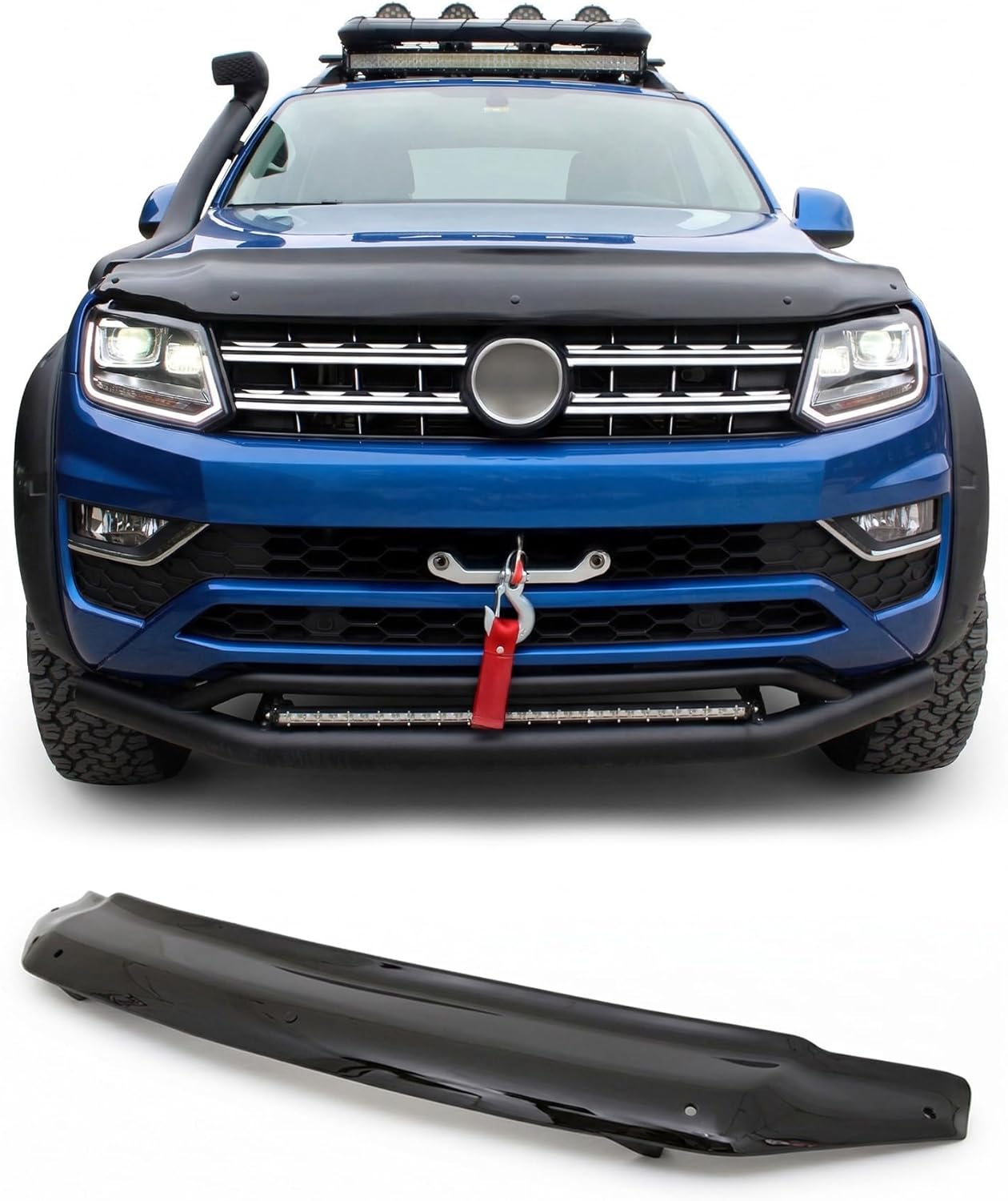 Hood Deflector Guard fits Volkswagen Amarok 2010-2021, Bugflector Bug & Bonnet Shields, Black ABS Hood Protector, Protects from Particles & Bug, All Weather Durable Car Exterior Accessories