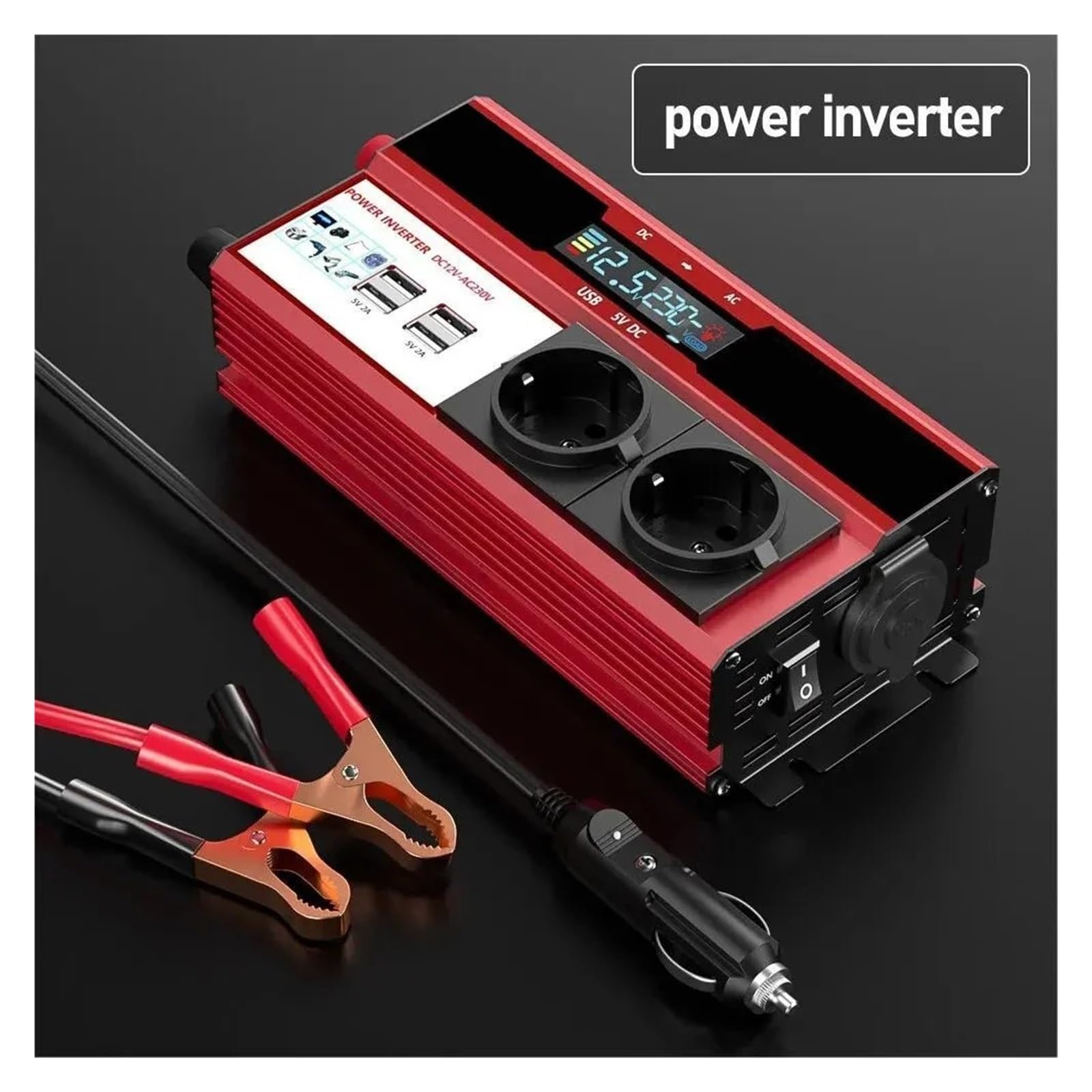 Convertisseur Tension Onduleur 4000 W 3000 W DC 12 V vers AC 220 V 230 V pour Camping-Car Téléphone Voiture Transformateur avec 4 Prises USB UE Affichage LED(4000W)