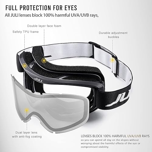 Miniatura 4 de Juli - Gafas protectoras para hombres, mujeres y jóvenes, para esquí, snowboard, patinaje y vehículos de nieve