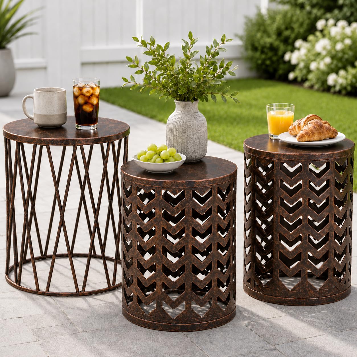 Y&M Set of 3 Black with Bronze Nesting Tables