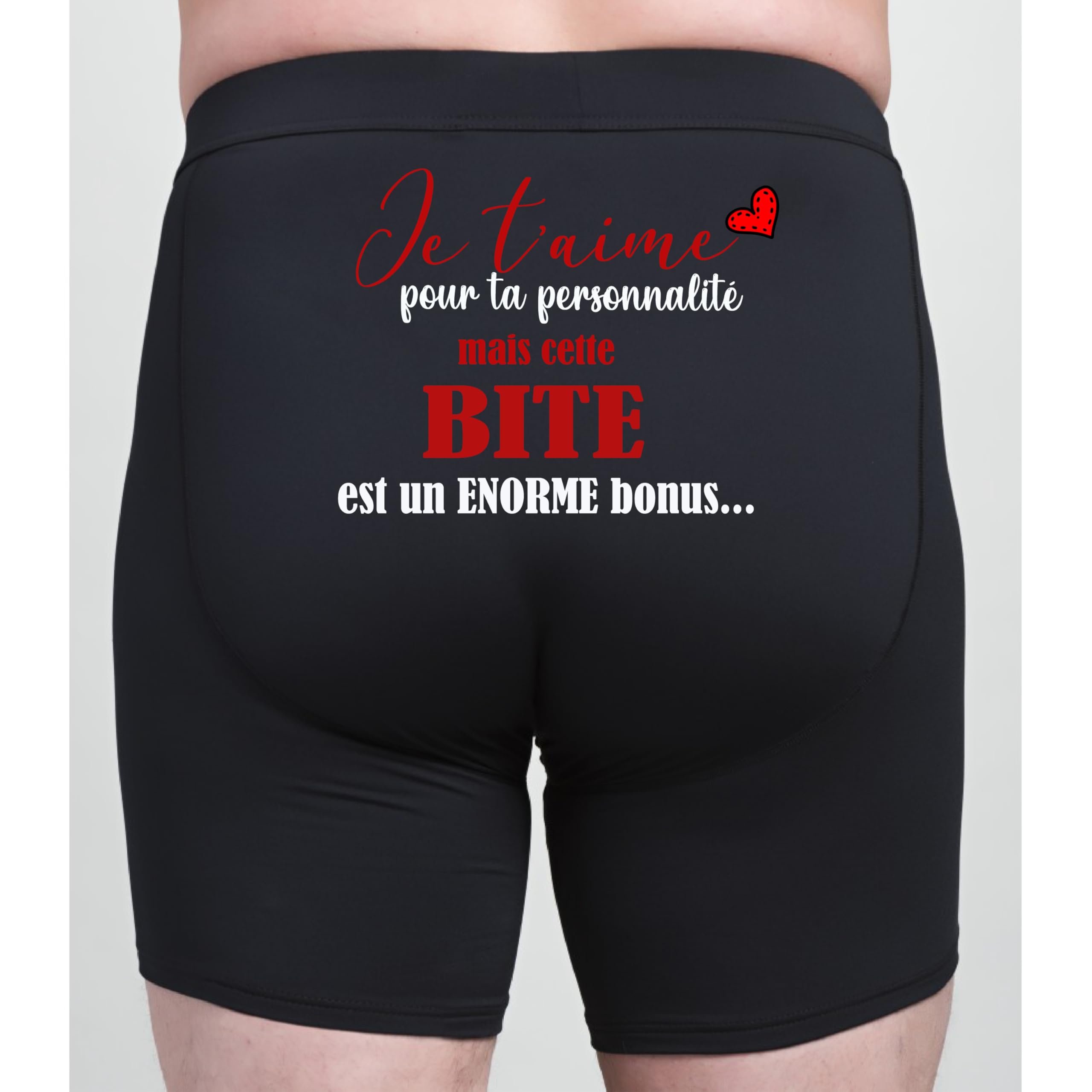 Boxer Homme Noir Humoristique "Je t'aime" Idée Cadeau Saint-Valentin Anniversaire Sous-vêtement Confortable Tailles S-XXL