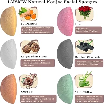 Organic Konjac Cleansing Facial Sponges with Activated Charcoal