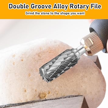 2 PCS Carbide Die Grinder Bits for Dremel Rotary Tool High Speed Double Cut Tungsten Steel Rotary Burr Drill Bit Cylindrical File Carving Tools for Plastic Wood Metal Grinding Engraving Polishing