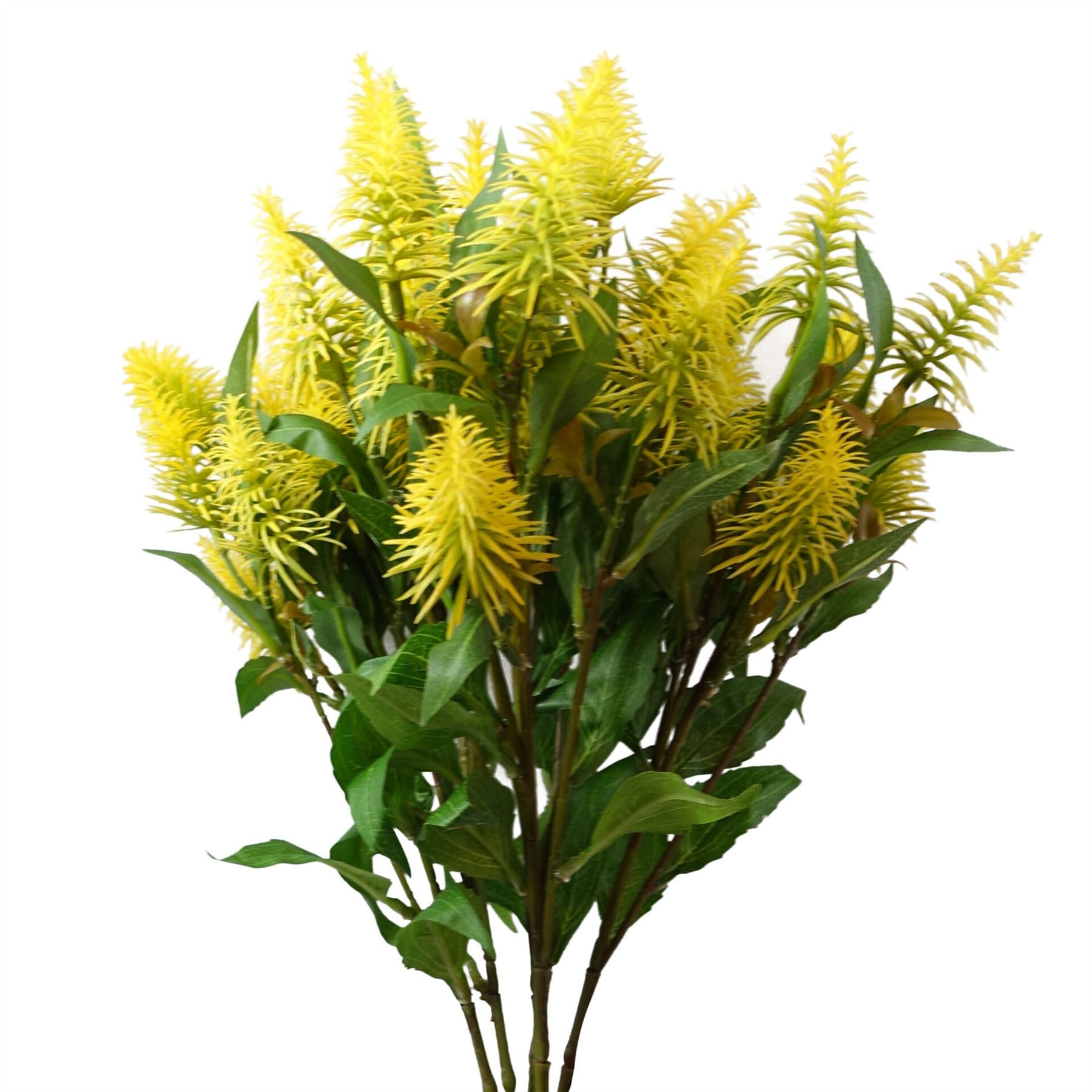 Leaf Yellow Callistemon Pallidus Bottle Brush Artificial Flower Stem - 55cm Single Stem - 6 Pack