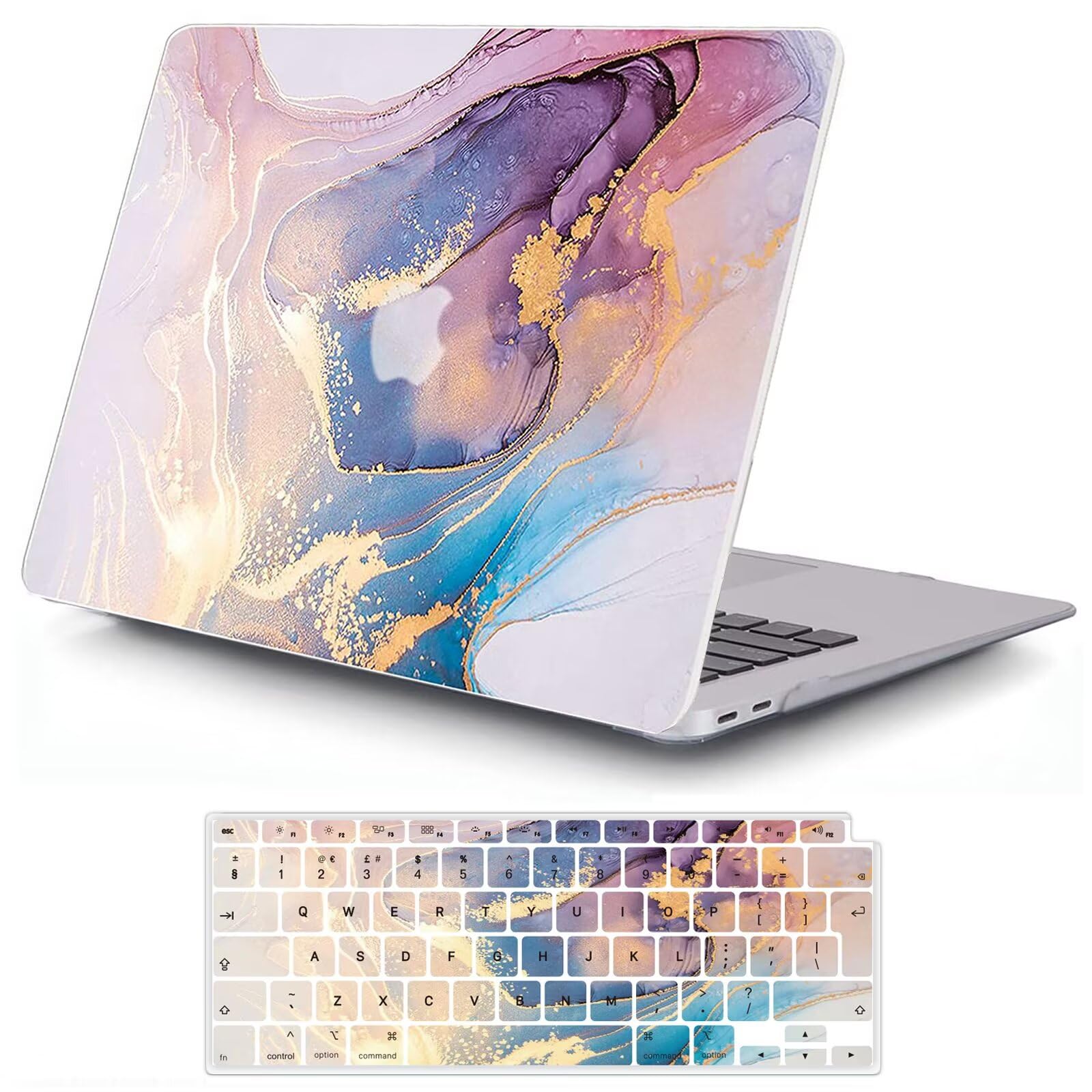 MOKASE Etui Kompatybilna z MacBook Air 13 cali Wydanie 2021 2020 M1 A2337 A2179 A1932 z Touch ID, Smukła Twarda Plastikowa Futerał i Osłona Klawiatury za Nowy Air 13 z Touch ID 2018-2021, White Gold