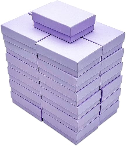 Miniatura 3 de The Display Guys - Paquete de 100 cajas de joyería de papel kraft rellenas de algodón #21 - Fucsia neón (2 58 x 1 58 x 1 pulgadas)