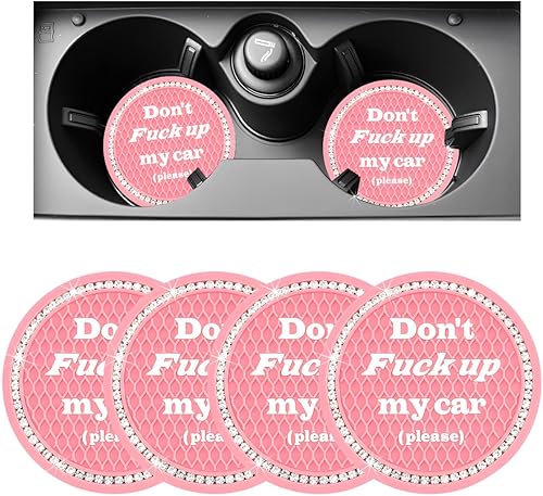 Paquete de 4 posavasos brillantes para automóvil, portavasos de cristal de 2.75 pulgadas, portavasos de silicona antideslizante para mujeres y