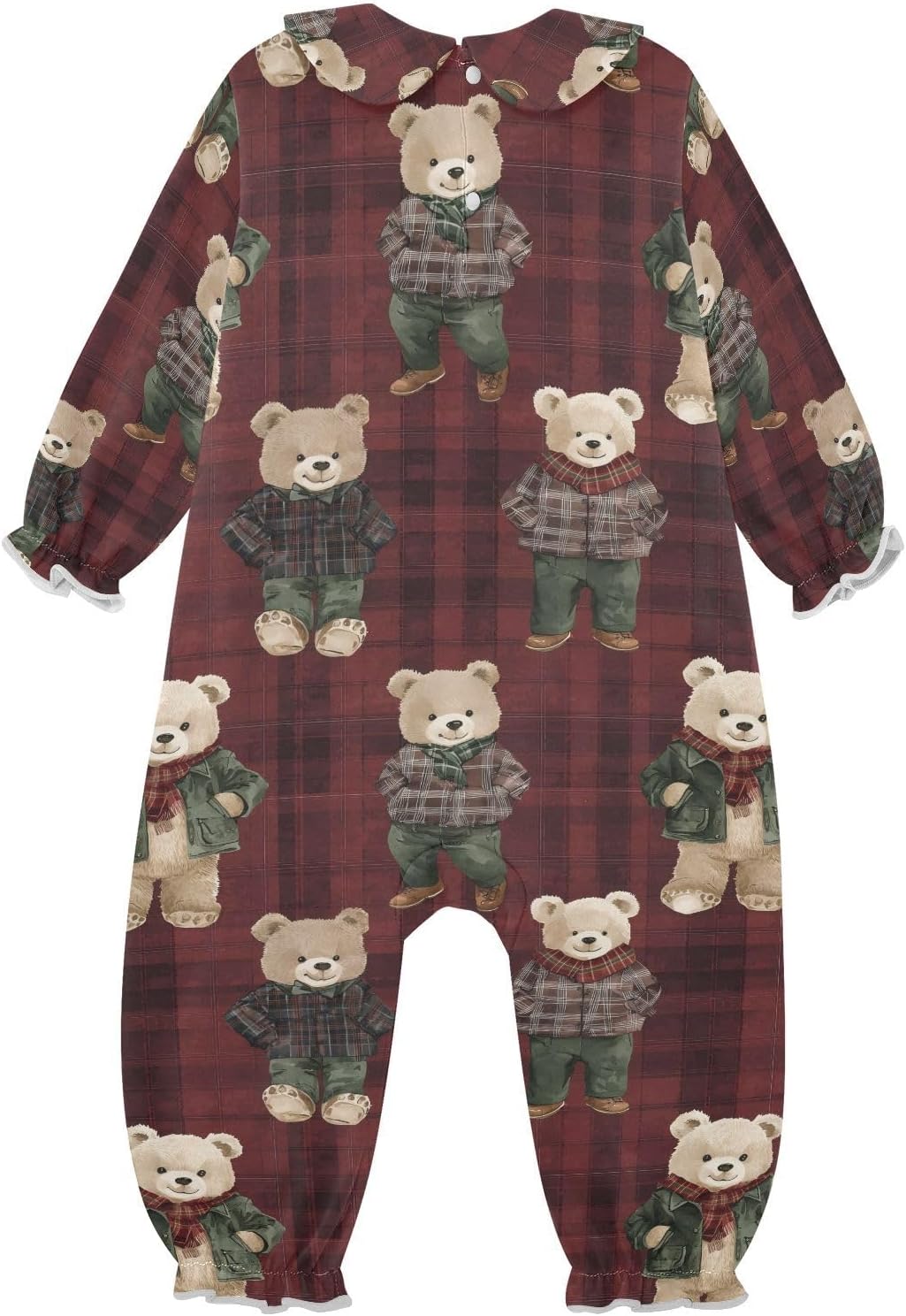 vvfelixl Baby Sleepers Preppy Attire Bear Long Sleeve Onesie Girl Baby Clothes for Girl Play One-piece for 0-3 months