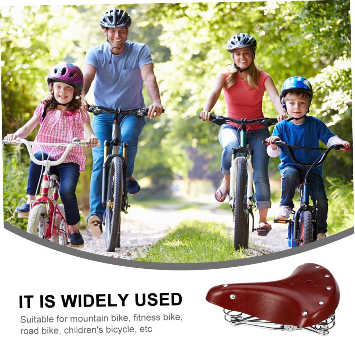 SUPVOX Faux Leather Bike Seat Wide Padded Saddle Comfortable Riding for Road Mountain Bikes Easy to Mount Random Color