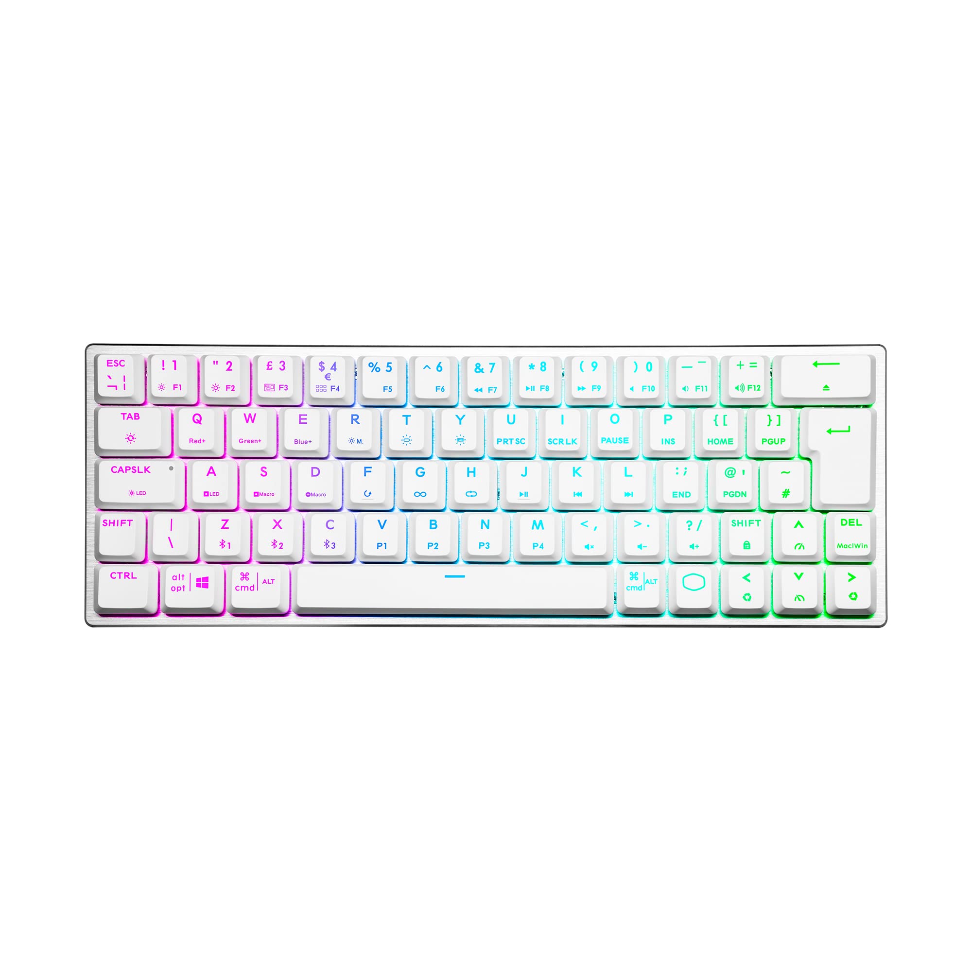 Cooler Master SK622 RGB Hybrid, Wireless Mechanical Gaming Keyboard, Silver/White with Low Profile Mechanical Switch in Red
