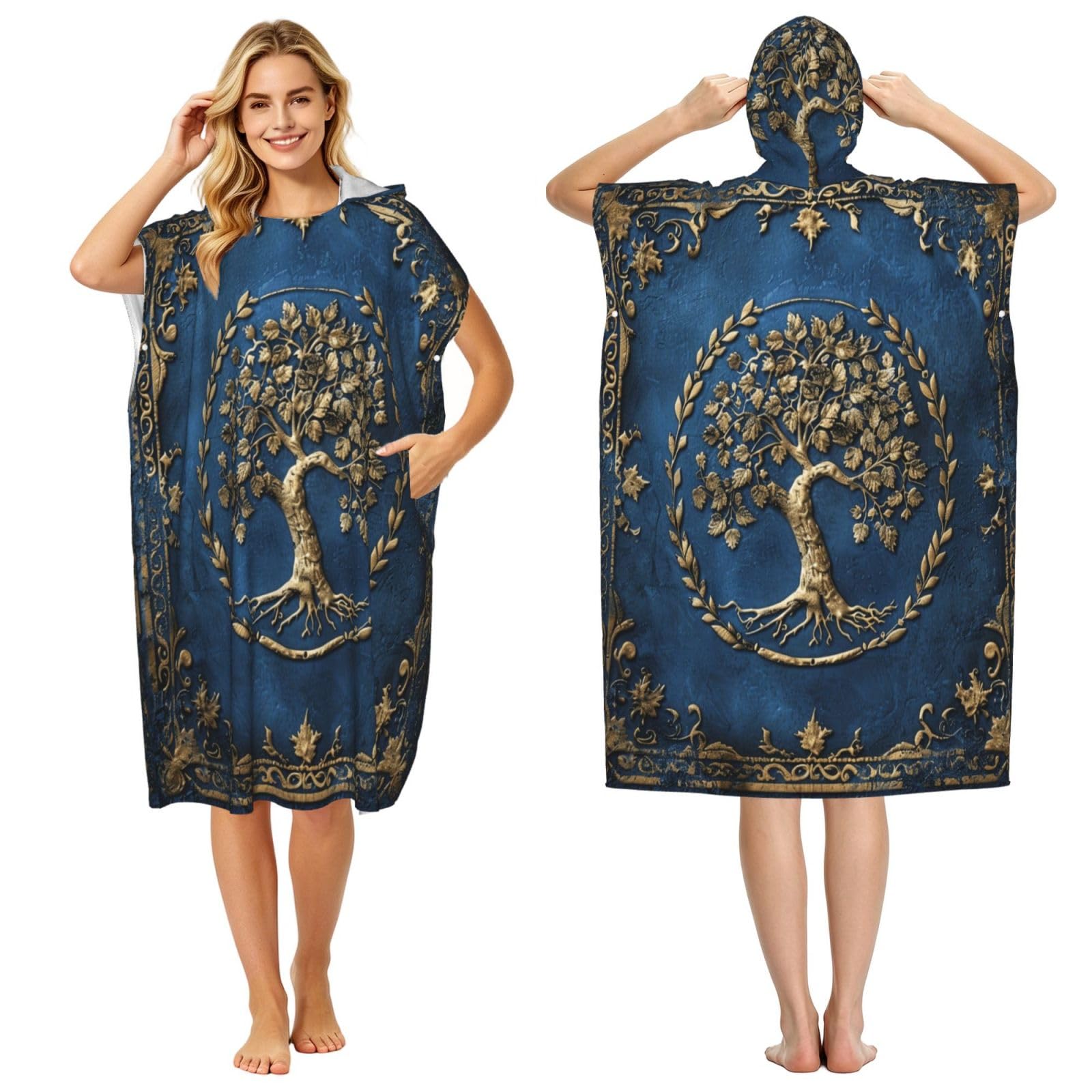 KLGRTJHK Connecticut State Flag Adult Hooded Beach Poncho Towel 43"X35"