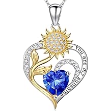 Iefil Sunflower Gifts for Women - Sunflower Necklaces for Women, Anniversary Birthday Gifts for Wife 925 Sterling Silver Necklace Jewelry for Wife Mom