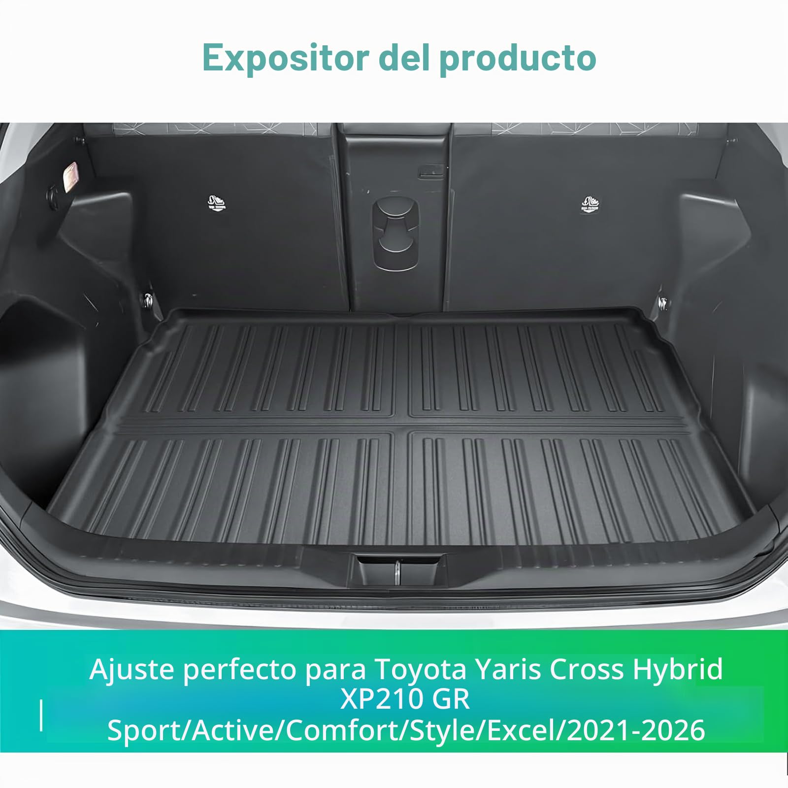 GAFAT Compatible con Toyota Yaris Cross/Hybrid 2021-2026 2027 Alfombrilla para Maletero, Fácil de Plegar, Facelift Yaris Cross Alfombrillas Goma TPE Todo Tipo de Clima Original Escaneo 3D (Superior)